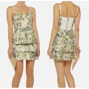 Alice + Olivia Daphne Bustier Corset Floral Jacquard Mini Dress Green Women's 2